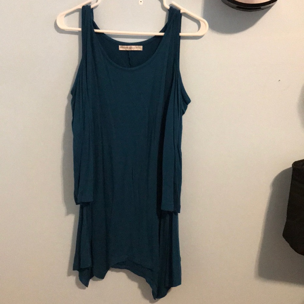 Green blue shirt dress